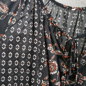 Red and black office blouse